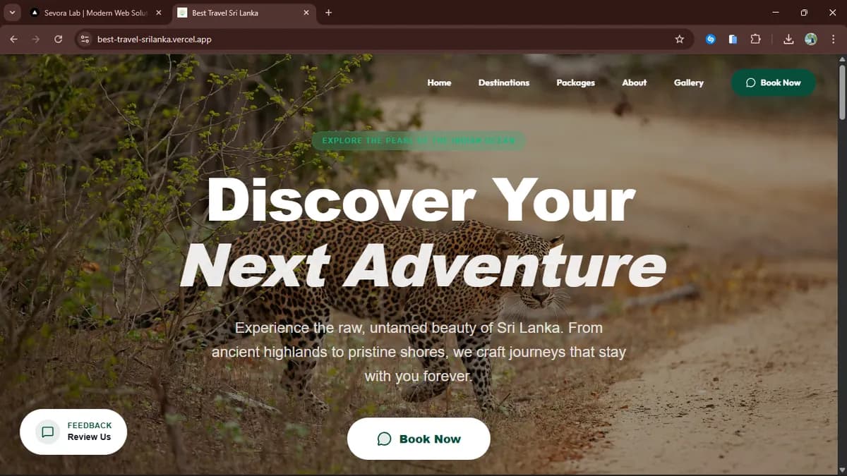 Tour and travel website design portfolio case study for Sri Lankan tourism company